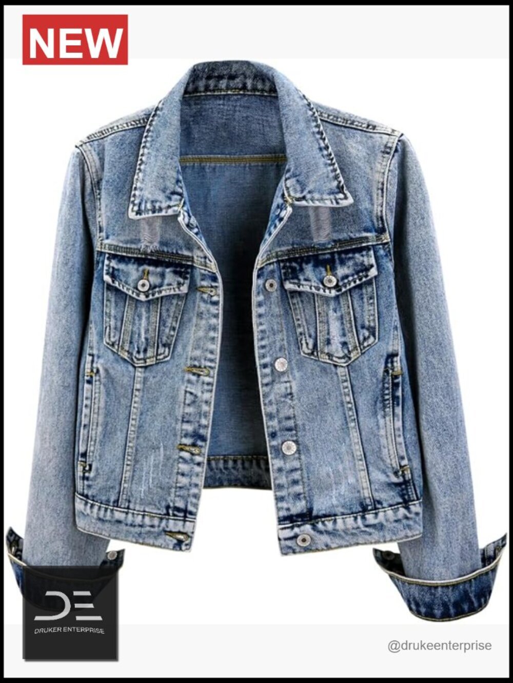 Distressed Ripped Long Sleeve Denim Jean Jacket Button Front